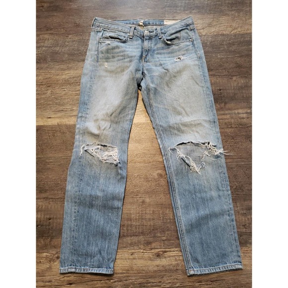 Rag & bone Boyfriend Moss Wholes Distressed Jeans Women's Sz 24 Whiskered (j - Picture 4 of 8
